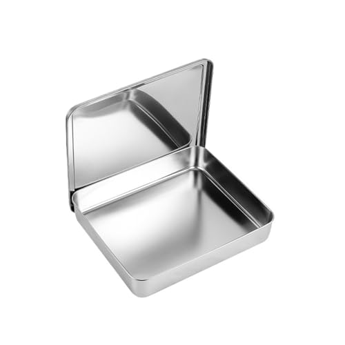 DYYEUAVT Bandeja de almacenamiento de acero inoxidable de fondo plano con tapa, cuadrada, for comida, for hornear pasteles, pan y repostería.(33x28.5x6.2 with Lid)