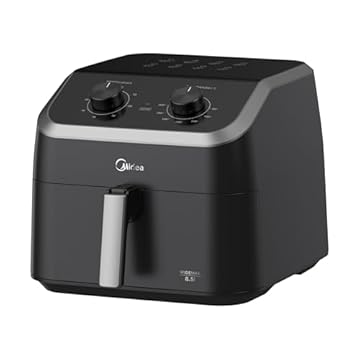 Fritadeira Midea Air Fryer 8,5L, design com dois botões, ampla faixa de temperatura de 80°C a 200°C, cesto antiaderente e prato para vegetais, 1900W, 110V, FWM85P1