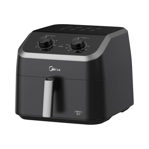 Fritadeira Midea Air Fryer 8,5L, design com dois botões, ampla faixa de temperatura de 80°C a 200°C, cesto antiaderente e prato para vegetais, 1900W, 110V, FWM85P1