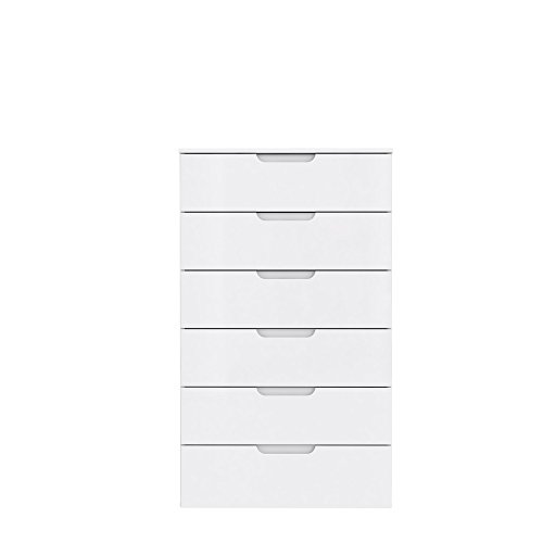 FORTE Sienna Kommode mit 6 Schubladen, Holzwerkstoff, Weiß/ Weiß Hochglanz, 70.3 x 34.1 x 116.9 cm FORTE Sienna Kommode mit 6 Schubladen, Holzwerkstoff, Weiß/ Weiß Hochglanz, 70.3 x 34.1 x 116.9 cm