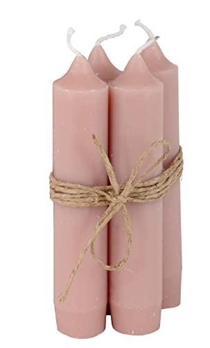 ukiyo 4er Pack Stabkerzen H:11 cm Ø:2,2 cm div. Farben Brenndauer 4,5 Stunden Kerze Advent Weihnachten Deko, Farbe:Rosa Malva Cover