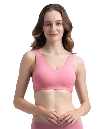 Image of Jockey ES04 Women's Wirefree Padded Super Combed Cotton Elastane Stretch Full Coverage Sleep Bra with Removable Pads and Ultrasoft Underband