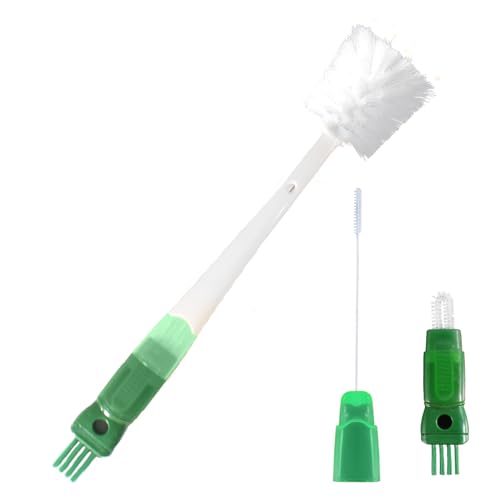 5 In 1 Flaschenbürste Lang mit Griff, Multifunktionale Flaschenbürsten Reinigungsbürste, Flaschenreiniger mit Spaltreinigungsbürste, für Trinkflaschen (5 in 1 Weiß)