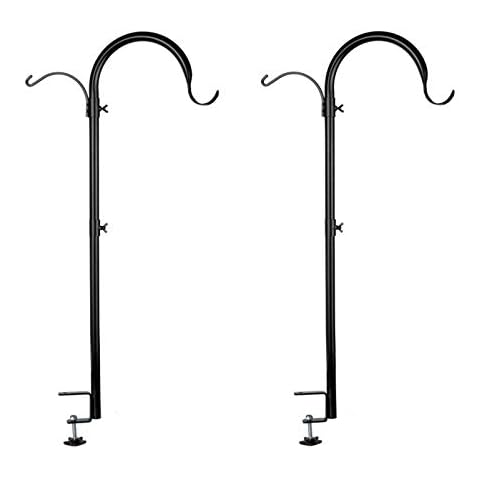 WOSIBO 2 Pack Three Span Deck Hook, 37 Inches Deck Bird Feeder Pole, Hanging Baskets Porch Multi-Hook for Deck Kit with Three Branches for Plant Hangers, Lanterns, Wind Chimes and More Cover