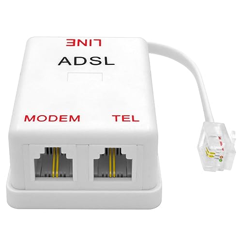 NECABLES DSL Filter Splitter for Phone Line and Modem 6 Inductors Version RJ11 6P2C 1 Male to 2 Females White