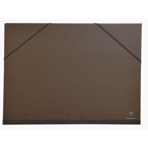 Lot de 8 Carton à dessin kraft vergé noir à élastiques et 3 rabats, 32x45 - A3+