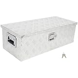 SCITOO 30' Diamond Plate Aluminum Truck Bed Tool Box,Heavy Duty Crossover Storage for Most Full Size Pickups,Lockable Weatherproof Chest,Fits 30 Inch Truck Beds,Easy Access to Load and Unload