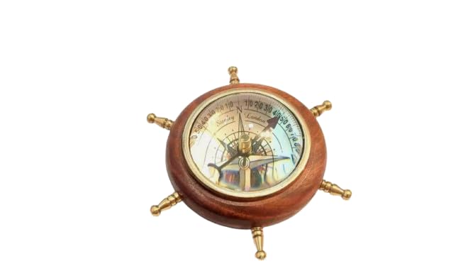 Vintage Wood Lens Wheel Antique Brass Compass Collectible Gift, Festivals Gift, Best Gift for Your Loved One-picture-16