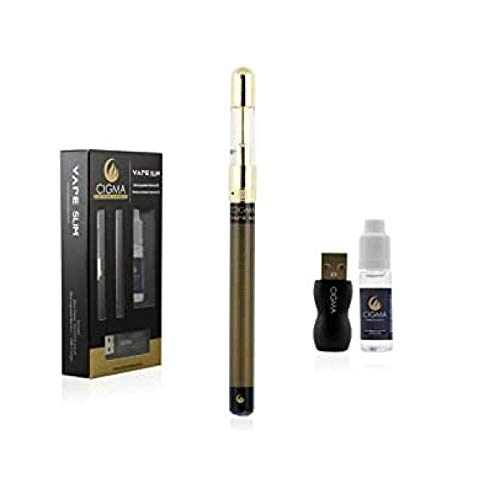 Preisvergleich Produktbild Cigma Vape Slim Schwarz inkl. 10ml Tobacco Liquid / Weltweit kleinste nachfüllbare wiederaufladbare E Zigaretten Starter Kit / E Shisha / Wiederaufladbare Batterie / Nikotinfrei