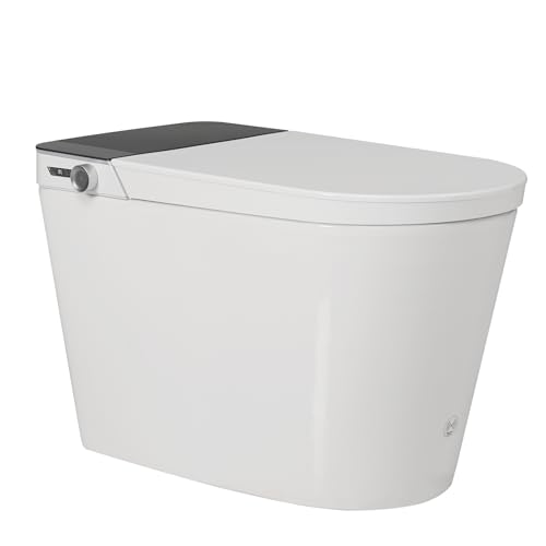 Inodoro Inteligente Sin Tanque con Bidet Integrado, Cerámica, Blanco y Gris, 27.95 x 16.14 x 18.74 pulgadas, 88 Libras, Montaje en Piso, Ovalado, Asiento de Polipropileno miniatura 2