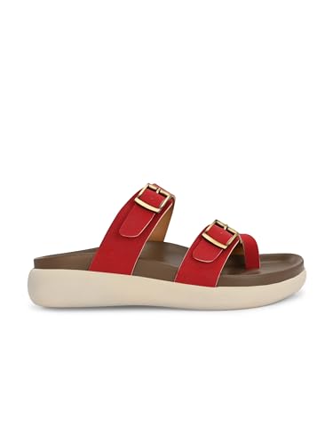 Image of EL PASO Women Red Faux Leather Casual Slip On Flats EPW5755 P