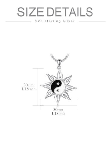 Sun Necklace for Men Women 925 Sterling Silver Eye of Horus/Yin Yang Sun Pendant Necklace Amulet Talisman Protection Amulet Jewelry Christmas Gift for Him Her2