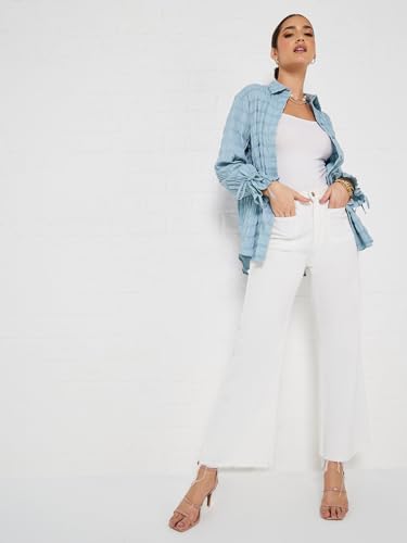 Image of Styli Women Oversized Long Length Textured Shirt | Stylish Casual Shirt for Women | Comfortable Tops | Perfect for Office, Travel & Daily Outfits