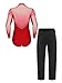 JEATHA Men's Latin Ballroom Dance Outfit Set Jazz Modern Perfomance Leotard Shirt with Elastic Waist Trousers Red X-Large
