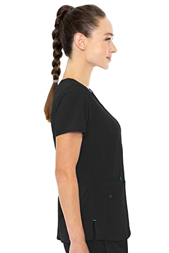 Med Couture Women's 'Energy Collection' Racerback Shirtail Serena Scrub Top, Black, Large #TOP2