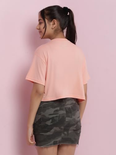 Image of Li'l Tomatoes Girls Crop T-Shirt | 100% Cotton | Graphic Printed Summer Top | Soft & Breathable Casual Wear | 7-16 Years
