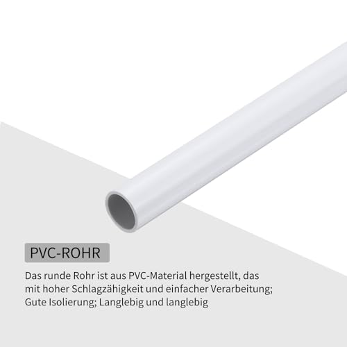 QUARKZMAN 2 Stück PVC Rohr, Durchmesser 10mm Länge 300mm Rund Kunststoffrohr für Garten, Aquarium, Wasserleitung, Kabelkanal, lüftungsrohr（Weiß）