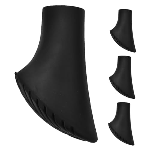 BRIGHTFUFU 4pcs Outdoor Trekking Pole Accessories Trekking Pole Tips Protectors Silicone Tip Walking Feet Hiking Pole Tips Replacement Black