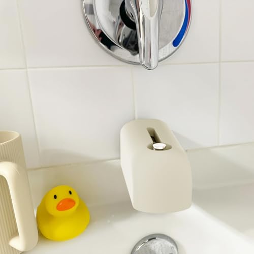 Image of Faucet Cover Bathtub for Baby, Soft Silicone Tub Spout Cover, Faucet Protector for Kids, Bath Spout Guard for Baby, Toddler Tub Faucet Cover, Water Spout Cover for Child Safety, Universal Fit (Ivory)