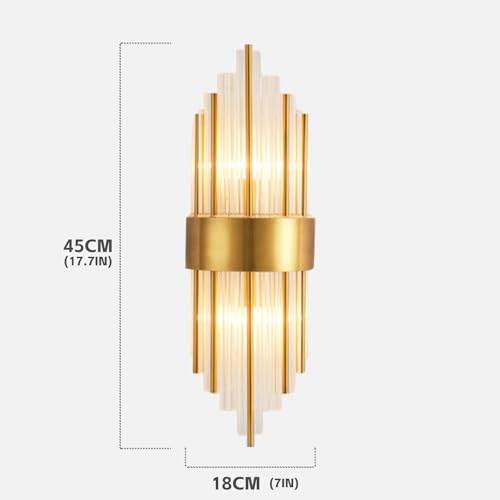 Image of Aomesinc Modern Crystal Wall Light Fixtures Gold Wall Sconce Brushed Wall Lamp for Bedroom Living Room Bathroom Vanity Bedside Hallway Gold(Without Bulb)