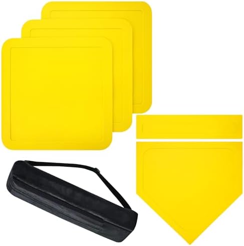 Baseball Bases for Yard - 3 Throw Down Bases 1 Homeplate 1 Pitching Rubber with Baseball Bases Bag for Kids Practice, Rubber Bases for Kickball Baseball Play