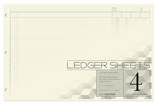 BookFactory Hauptbuch 4-Spalten Blatt SHEET-050-CLCLL