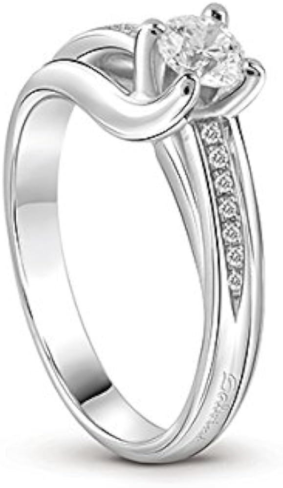 Salvini, anello con solitario centrale e pavè sul gambo,in oro bianco 81067464