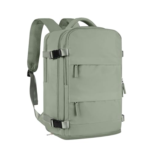 Image of coofay Large Travel Backpack For Women Men Airline Approved Carry On Backpack Flight Approved Waterproof Sports Luggage Backpack Casual Daypack Small Hiking Backpacks Grey Green
