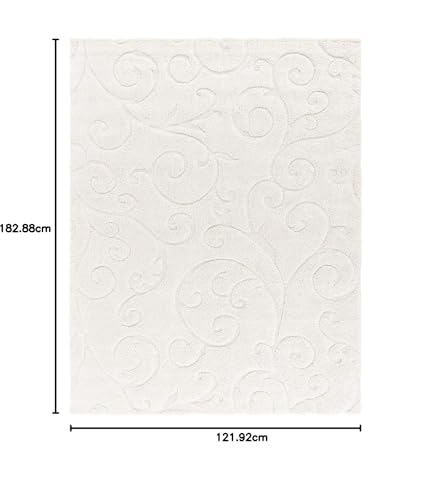 Image of Handwoven Microfibre 3D Rug for Living Room (Ivory & Ivory, 4 X 6 Feet, Microfibre)
