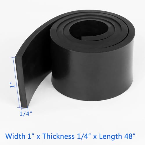 Image of WochiTV Solid Rubber Strips Rolls, 1 /4 inch Thick x 1 inch Wide x 48 inch Long Neoprene Rubber Sheets Perfect for DIY Gasket Material, Sealing, Liner, Shield, Padding, Mat