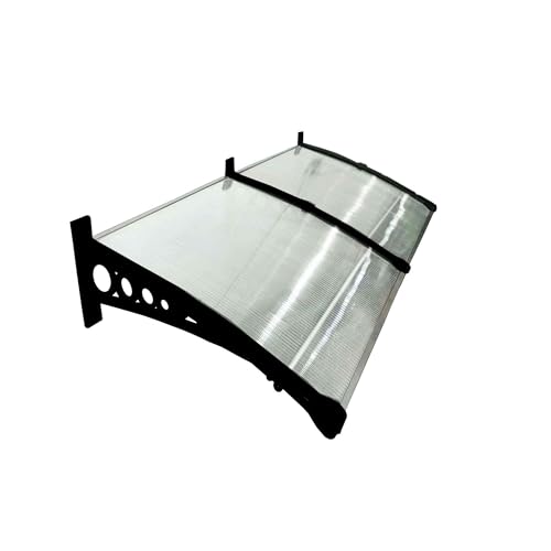Toldo Policarbonato 1,80x0,50m Portas e Janelas Megatools Cobertura Chuvas (Transparente + Preto)