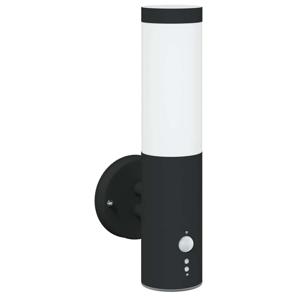 Zewnętrzna lampa ścienna 2 szt. czarna stal nierdzewna 15 x 7,5 x 33 cm