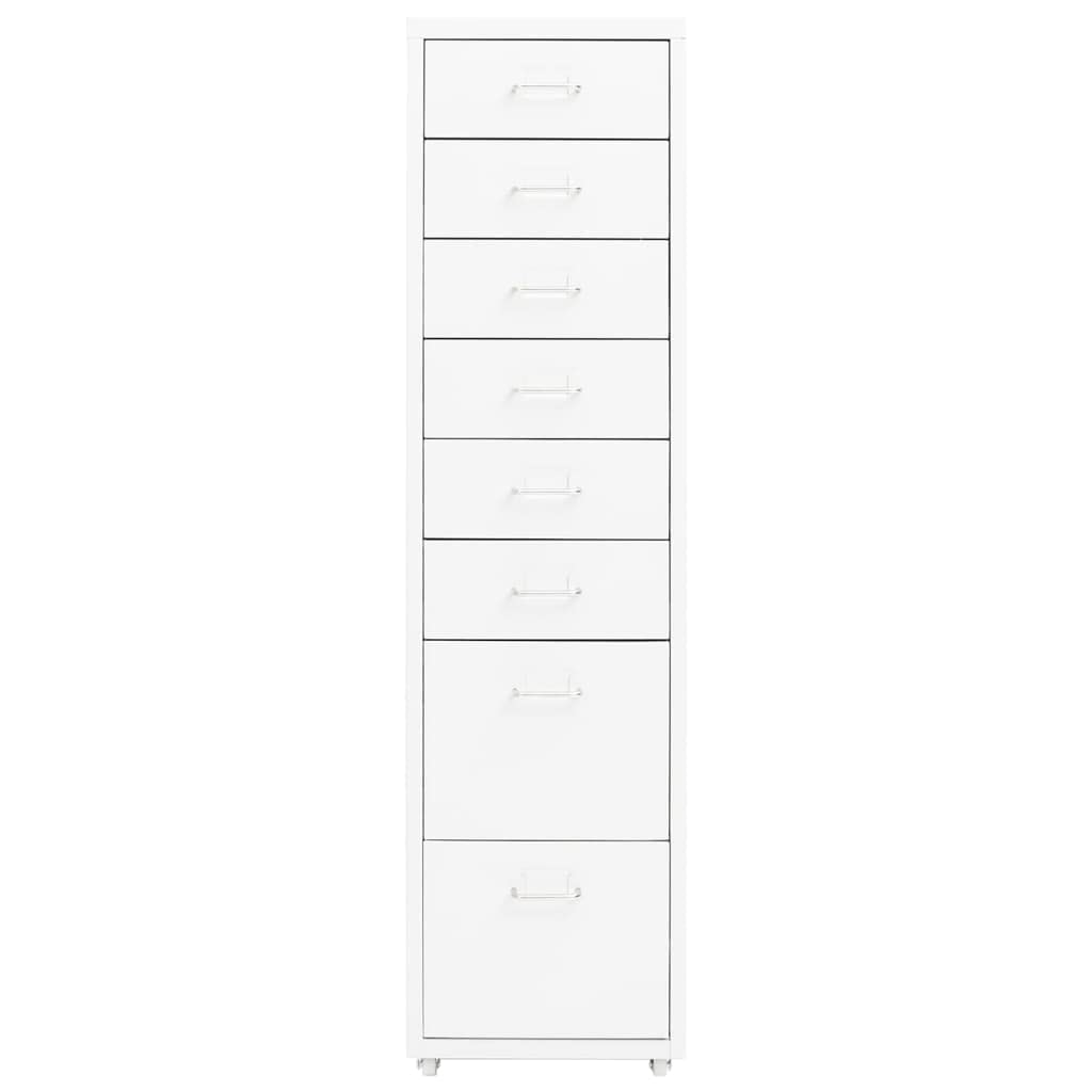 Brokky Schedario Mobile Bianco 28x41x109 cm in Metallo-Cassettiera,Mobiletto da Ufficio con Serratura,Regolabile per Cartelle Sospese,Superficie Testurizzata,per Ufficio,Studio