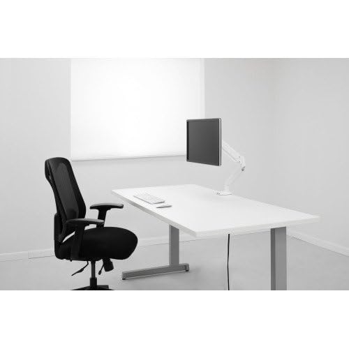 Image of Fellowes Platinum Series Single Monitor Arm for 40-Inch Monitors, Full Motion, 360 Rotation, VESA Mount with Grommet or Clamp, USB Ports, Ergonomic, White, 8056201