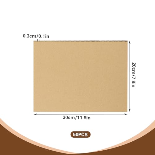 50 Stück Wellpappe 20x30cm Flache Hartkartoneinlagen Bastelkarton Braun Kraftpapier für Versand, Postversand, Verpackung, Kunstprojekte, Basteln