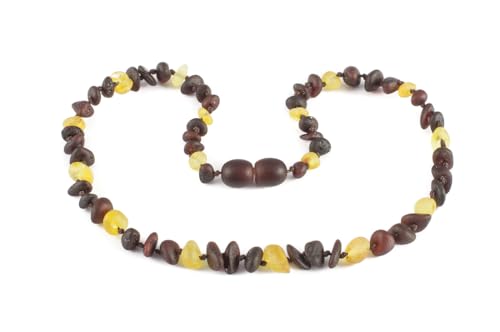 Collier d'ambre de la Baltique pour femmes, hommes et adolescents - Bijou en ambre naturel de Lituanie - Design unique - Idée cadeau parfaite pour mère, sœur et adolescents, 42 CM, Ambre, Ambre