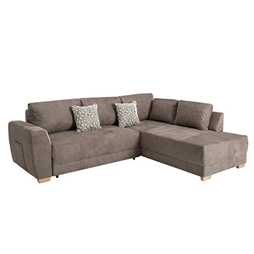 Riess Ambiente Moderne Wohnlandschaft Norway Taupe Schlafsofa inkl. Kissen Schlafcouch Sofa
