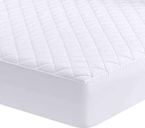 Utopia Bedding Quilted Fitted Mattress Pad Double 135x190 cm, Extra Deep Mattress cover, Mattress Topper, Mattress Protector Stretches up to 38 CM (White)