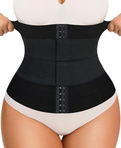 YERKOAD Waist Trainer for Women Plus Size Corset Shapewear Tummy Control Waist Cincher Postpartum Belly Band Wrap(4X Plus,Black)