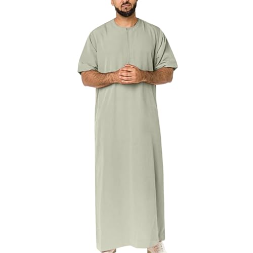 Kaftan for Men Half Sleeve Mens Muslim Thobe Big and Tall Muslim Clothes Casual Arabic Thobes for Men2