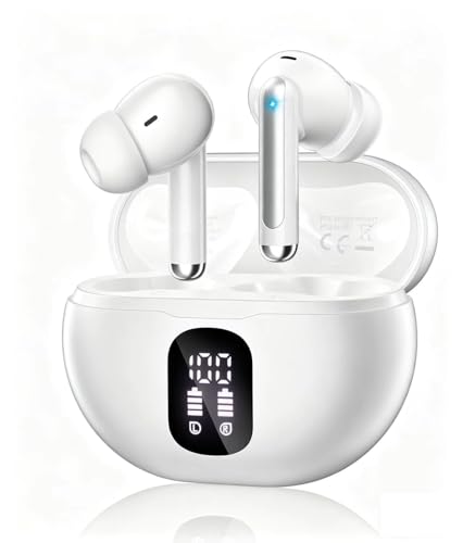 XIAOWTEK Wireless Earbuds, Bluetooth 5.4 Headphones with Playback, Ear Buds Clear Calls with LED