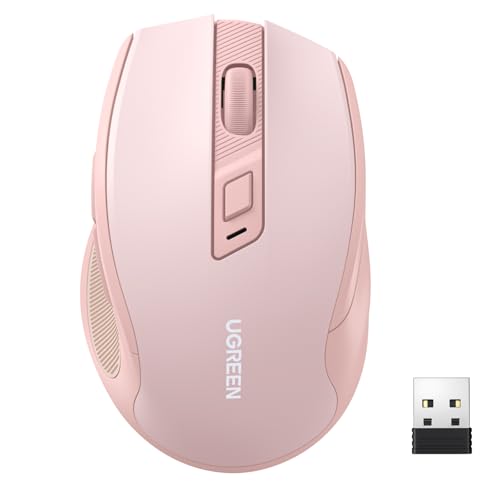 UGREEN 2.4G Maus kabellos mit 4000 DPI, Ergonomisches Design, Wireless Mouse mit USB Empfänger, 18 Monate Akkulaufzeit, funkmaus kompatibel mit Laptop Computer Windows macOS Linux(Rosa) 1