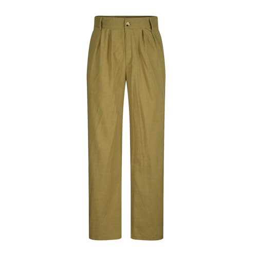 Mens Casual Linen Pants Double Pleated Front Business Trousers Lightweight Straight Leg Cozy Lounge Pants with Pocket2