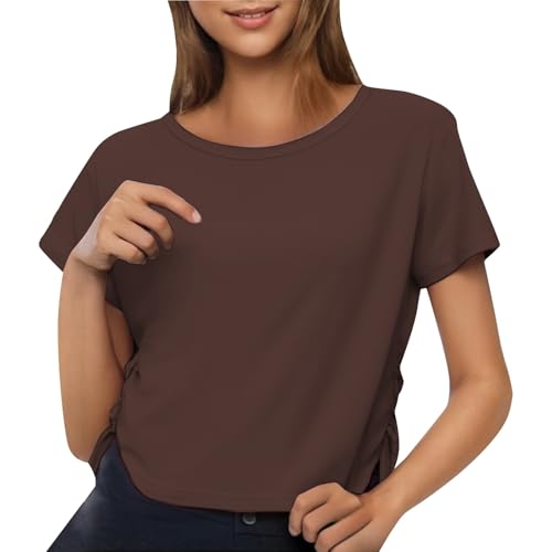 Womens Summer Tops Loose Fit Shorts Sleeve Hiking T Shirts Inspired Clothes Gym Athletic Yoga Casual Baggy Blouse