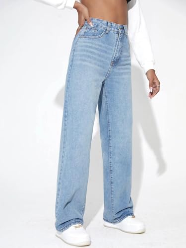 Image of GRECIILOOKS Baggy Jeans for Women | High Waist Wide Leg Stylish for Girls Trendy Women's Pant | Loose Jean for Women's | Jean for Womens