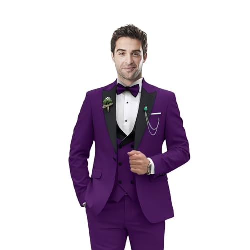 Mens 3 Piece Dress Suit One Button Notched Lapel Flip Pocket Party Wedding Blazer Pants Vest Sets
