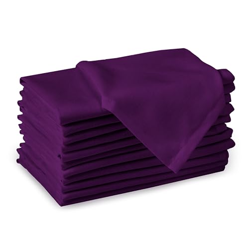 Encasa Homes Cloth Napkins 17 x 17 inch, 12 Pack Purple Dinner Napkins Washable and Reusable, Durable Cotton Napkins - Perfect for Weddings, Parties, Holiday, Family Dinners and Everyday Use