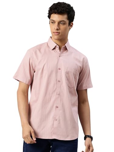 Image of Majestic Man Men's Pure Cotton Dobby Weave Checks Slim Fit Half Sleeve Casual Shirt