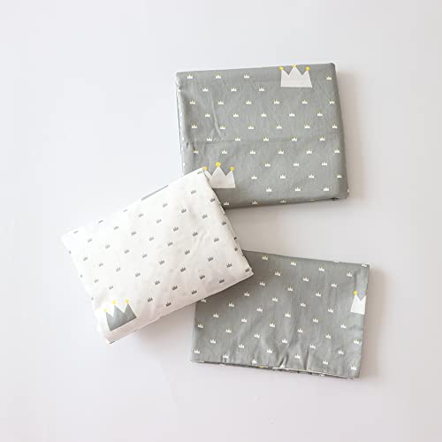 Emenpy 100% Cotton Crib Bedding Set For Infant Boys Girls,3 Pcs Baby Pattern Bed Linen Include Duvet Cover,Fitted Sheet,Pillowcase,Nursery Decoration,No Filler(Grey) #TOP1