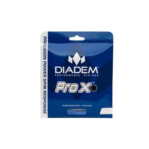 Diadem Pro X Tennis String Set - High-Performance Poly, Hexagon Design, Multiple Gauges for Power & Spin, 40 feet/12.2m, Blue, 16 (1.30mm)